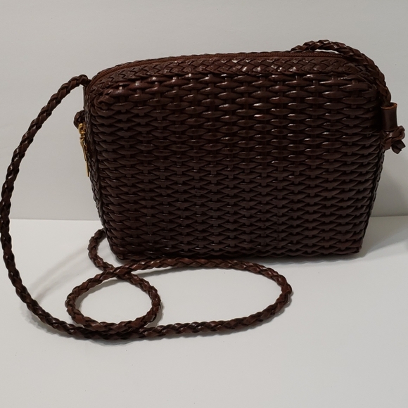 CEM Handbags - Vintage CEM woven brown leather cross body bag